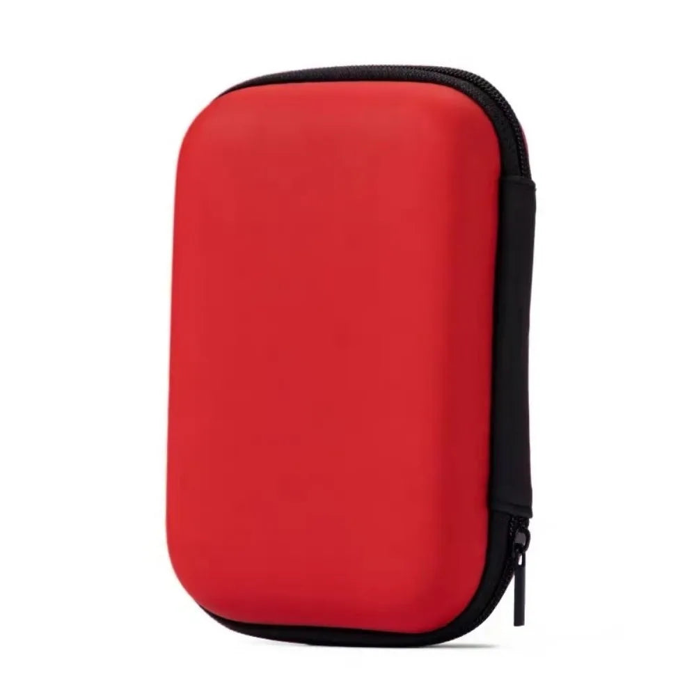 A red storage shoulder bag with a black lining and zipper.