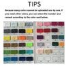 A grid of colored felt cloth cards showing various shades for a bag organizer