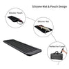 Diagram showing the design of a silicone mat and pouch for styling tools, including the mat and separate pouch views.
