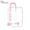 Pink miniature doll suitcase with a clear plastic body and pink handle
