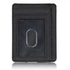 Black slim PU leather card holder wallet with a clear oval window.
