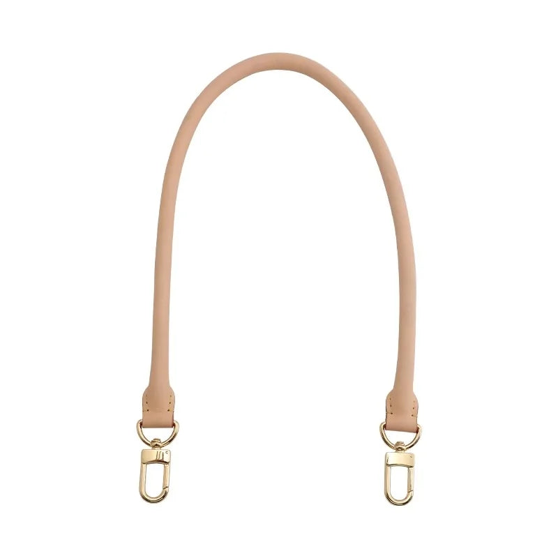 A light tan cowhide leather replacement shoulder strap for a handbag.