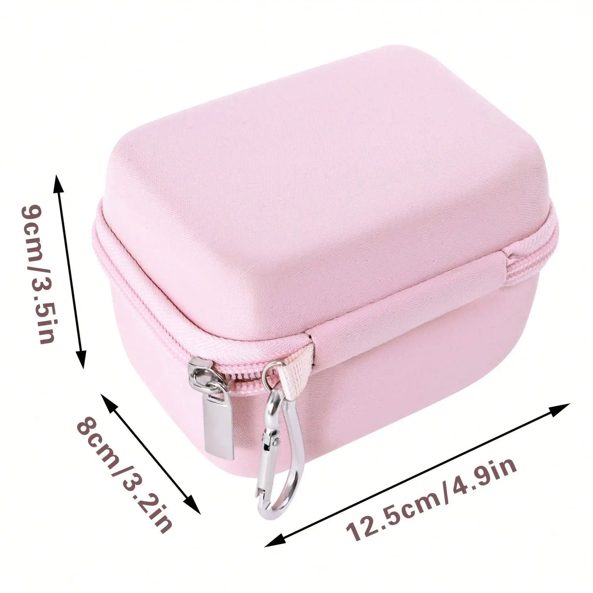 Pink durable hard shell camera travel case with zipper and attached key ring