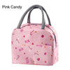 Sac à lunch en tissu Oxford rose avec poignée grise