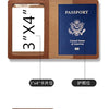 Brown PU leather passport holder with slots for a 3x4 photo and a passport.