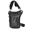 Black multi-purpose PU waist pack bag with adjustable strap and zippered compartments