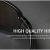 Close-up of black rimless polarized sports sunglasses showing a high quality hinge mechanism.