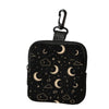 Black stylish printed coin purse and multi-use earphone case with crescent moon and star patterns