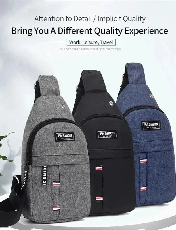 Three gray, black, and blue waterproof fanny packs displayed against a white background.
