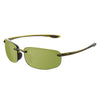 Rimless polarized sports sunglasses with olive green lenses and gold-toned frames