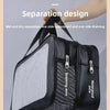 Black wash bag with a reinforced handle and separation design showing a draining area.