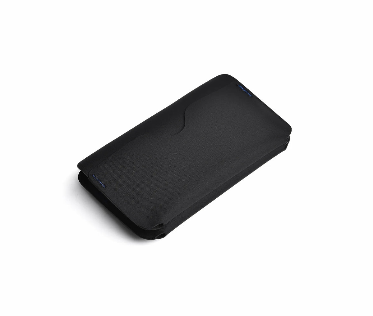 A black magnetic foldable ID card holder and coin purse shown from above.