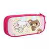 Pink pencil case featuring two cute animal characters wearing chef hats