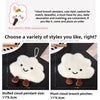 Stuffed cloud pendant and plush cloud brooch pin in white with brown accents