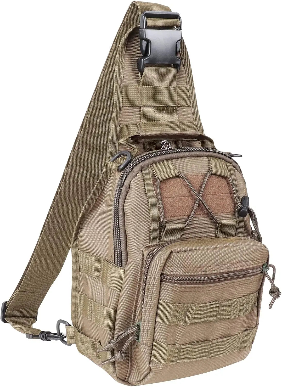 Olivgrüne taktische MOLLE-Umhängetasche mit verstellbarem Riemen und mehreren Fächern