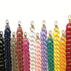 A collection of colorful acrylic chunky chain shoulder straps in various shades including blue, brown, pink, white, purple, g