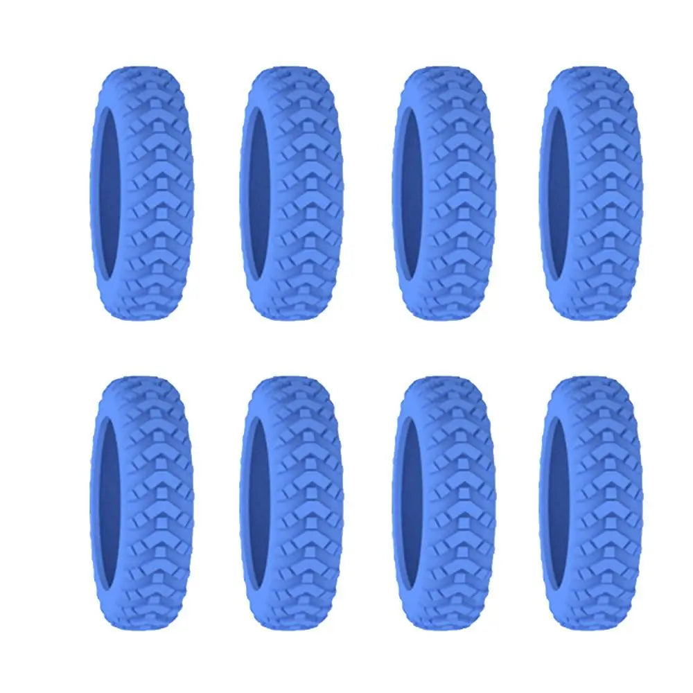 Acht Silikon-Reifschutzhüllen für Koffer in Blau