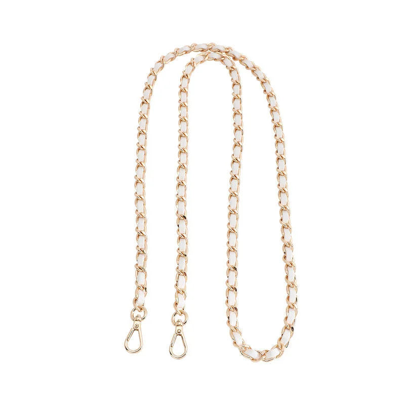 A delicate gold-toned chain strap with a small loop closure for bags.