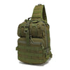 Olive green multi-compartment crossbody and chest bag with adjustable straps