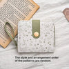 A light gray coin purse featuring a pattern of various cute cat cartoon illustrations.