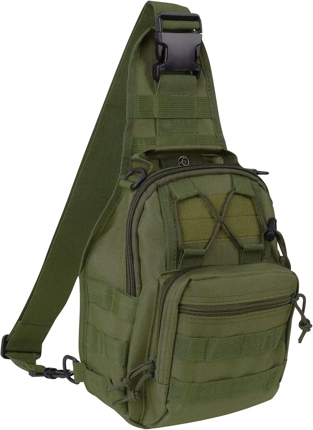 Olivgrüne taktische MOLLE-Umhängetasche mit verstellbarem Riemen und mehreren Taschen