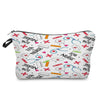 A patterned cosmetic storage pouch featuring a repeating design of medical symbols and the word nurse